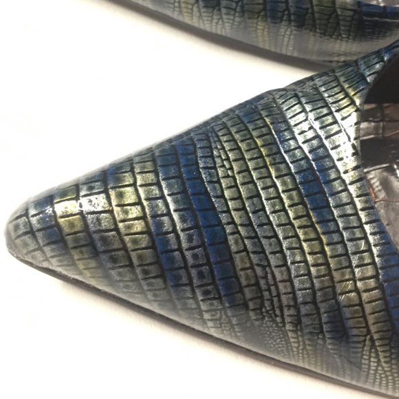 Shoe dazzle size 7 blue/army green snake skin heel - Picture 9 of 9